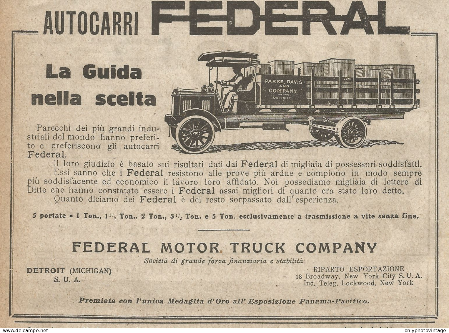 Autocarri Federal Motor Truck Company - Pubblicità Del 1917 - Vintage Ad - Advertising