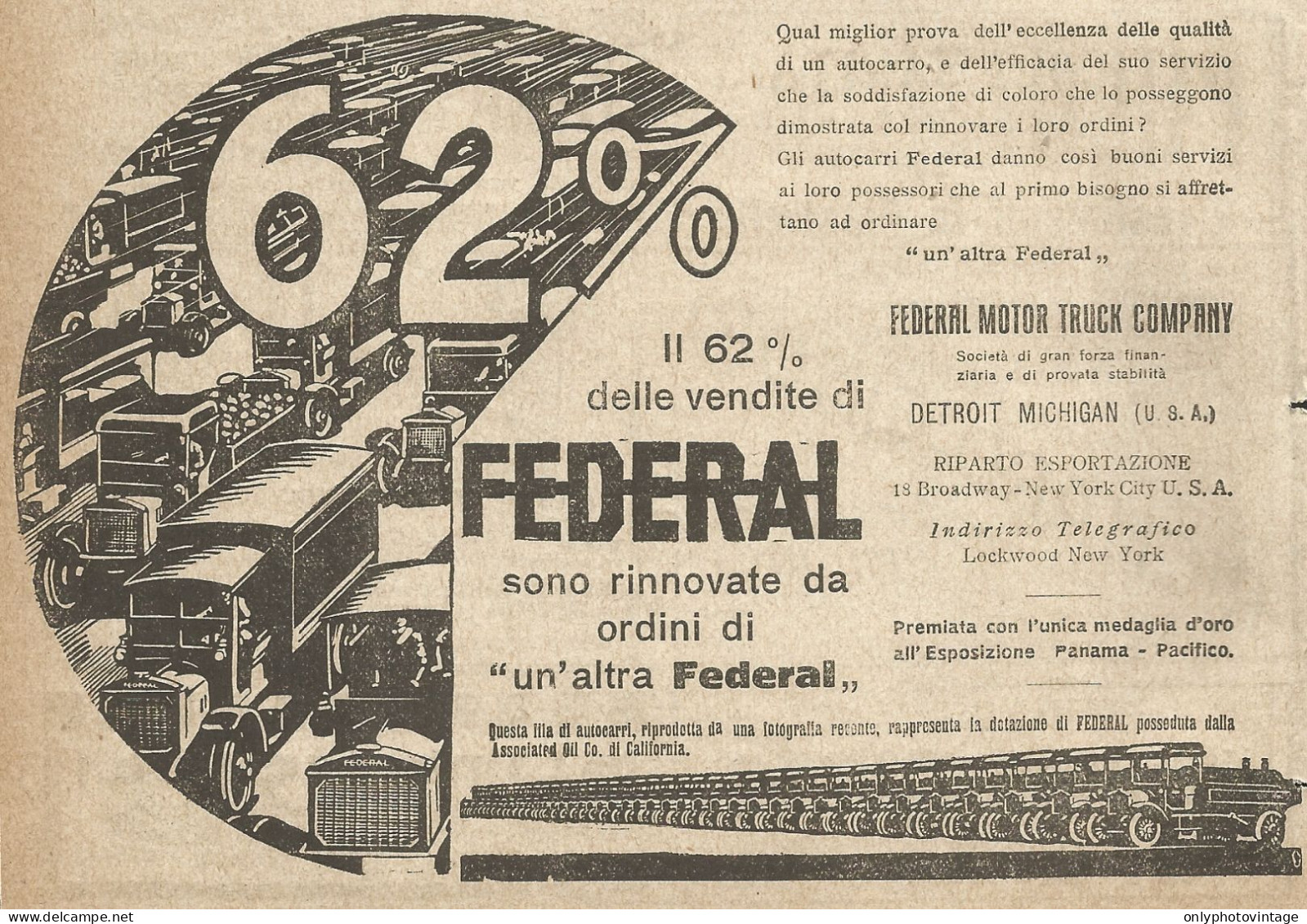 Autocarri Federal Motor Truck Company - Pubblicità Del 1917 - Vintage Ad - Publicités