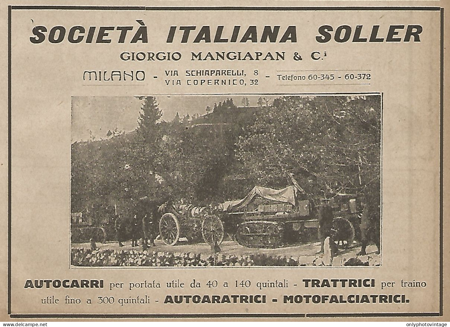 Trattrici Per Traino SOLLER - Pubblicità Del 1917 - Vintage Advertising - Pubblicitari