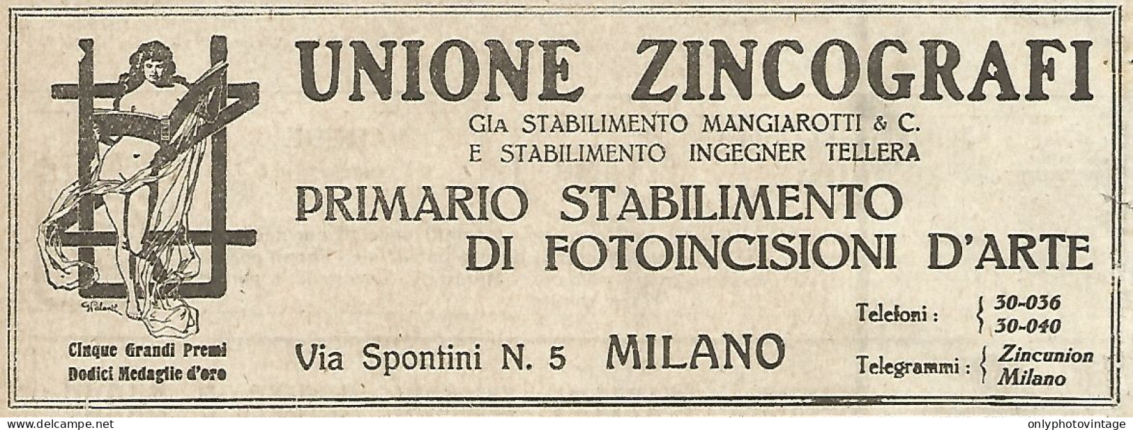 Unione Zincografi - Milano - Pubblicità Del 1917 - Vintage Advertising - Publicités