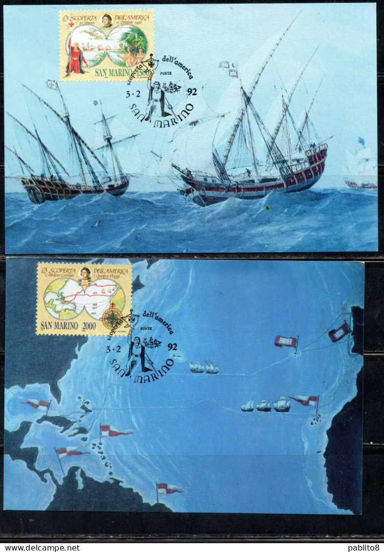 REPUBBLICA DI SAN MARINO 1992 CELEBRAZIONI COLOMBIANI SCOPERTA AMERICA SERIE COMPLETA MAXI MAXIMUM CARD CARTOLINA CARTE - FDC