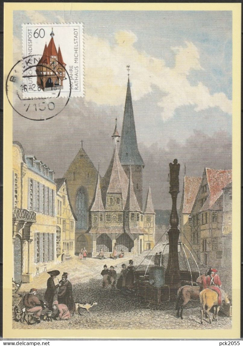 BRD 1984 Mk Michel Nr.1200 500 Jahre Rathaus Michelstadt  Stempel Backnang  (PK 37) - 1981-2000