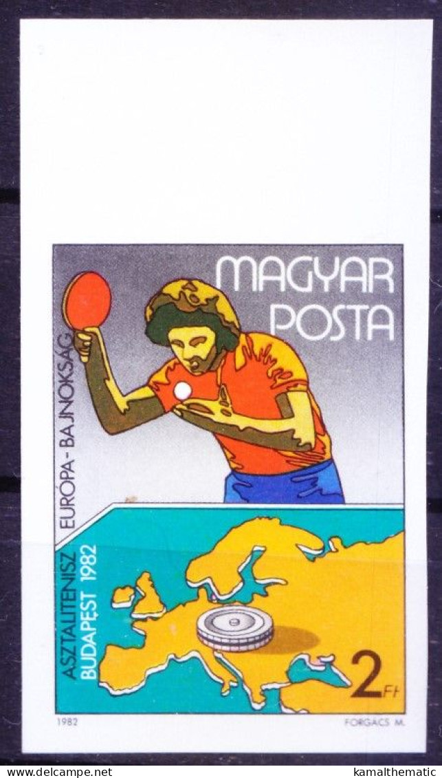 Hungary 1982 MNH Imperf, European Table Tennis, Sports - Table Tennis