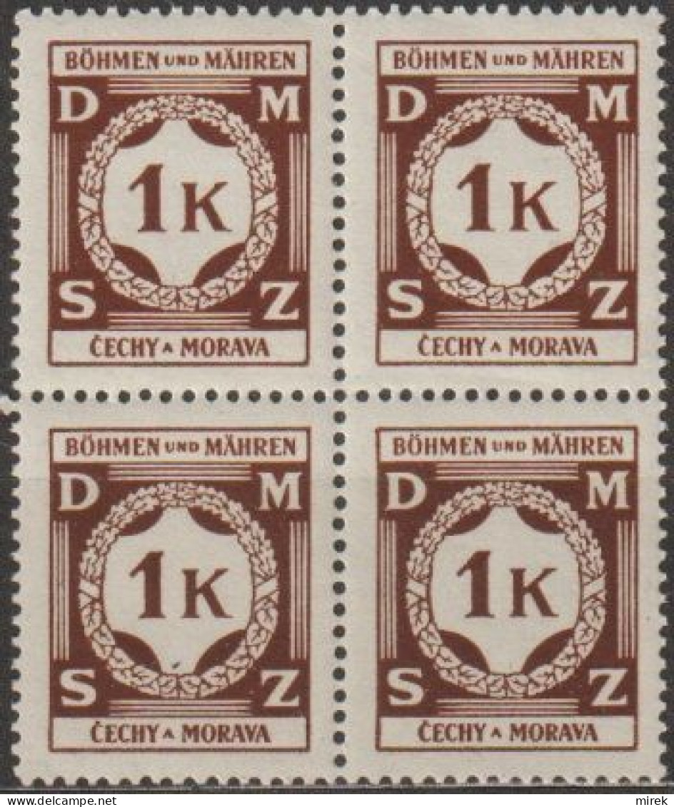 18/ Pof. SL 6, Dark Brown, 4-block - Unused Stamps