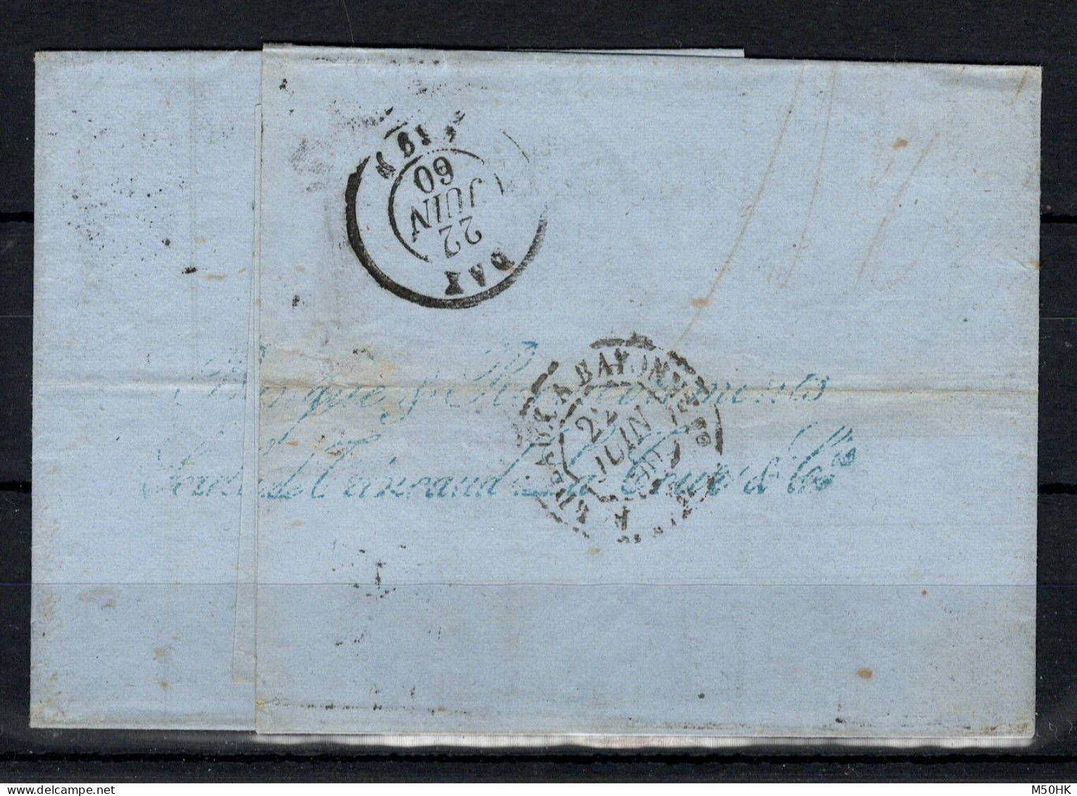 Lettre " Après Le Départ " Avec YV 16 Luxe Oblitéré PC 441 De Bordeaux , Pour Dax - 1849-1876: Période Classique