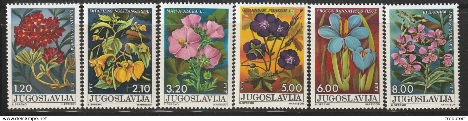YOUGOSLAVIE- N°1488/93 ** (1975) Fleurs - Unused Stamps