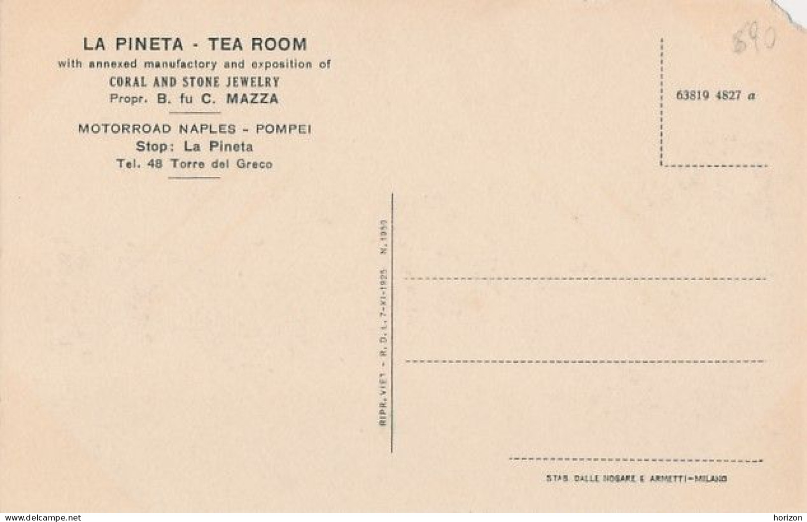 2h.515   TORRE DEL GRECO - Autostrada Napoli-Pompei - "La Pineta - Tea Room" - Pompei