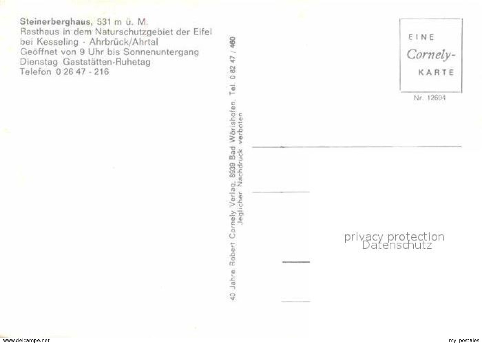 72707648 Ahrbrueck Steinberghaus Rasthaus Naturschutzgebiet Eifel Ahrbrueck - Altri & Non Classificati