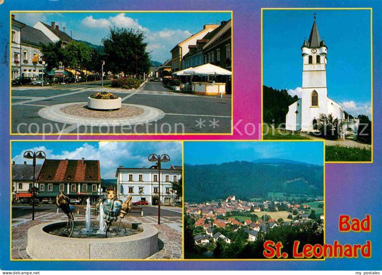 72707286 Bad St Leonhard Lavanttal Hauptstrasse Kirche Brunnen Panorama Bad St.  - Autres & Non Classés