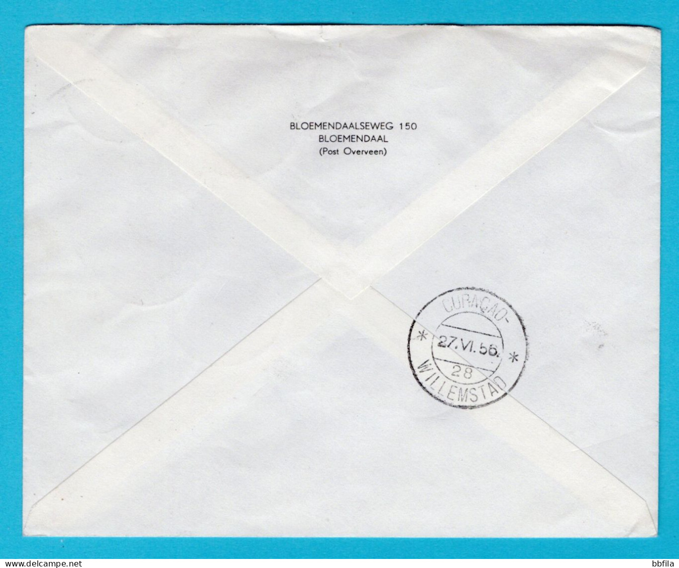 NEDERLAND Luchtpost Brief 1956 Haarlem Met Rembrandt 7ct In Blok Van 4 Naar Curaçao - Cartas & Documentos