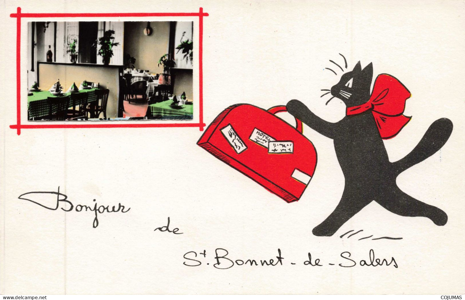 15 - ST BONNET DE SALERS _S28954_ Bonjour - Chat Noir - Valise - Autres & Non Classés