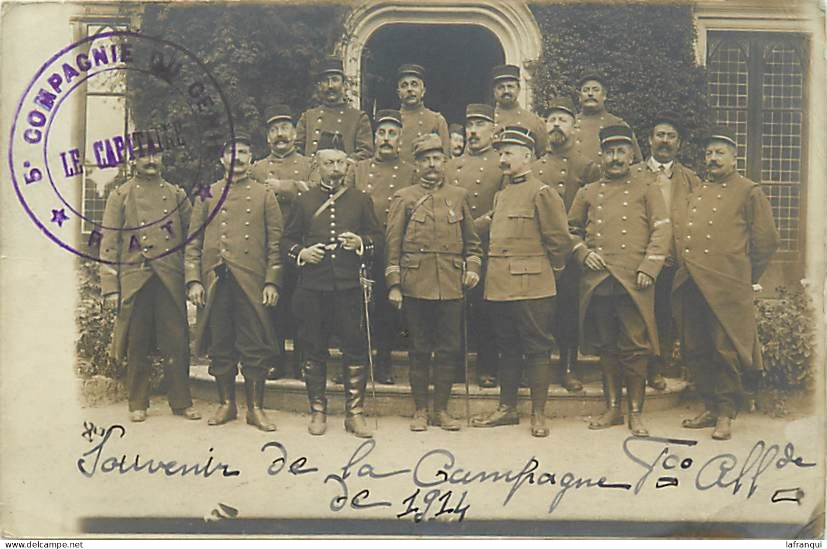 Militaires- Ref E121-carte Photo -guerre 1914-18-cachets -cachet 5eme Compagnie Du Genie -1914- - Guerre 1914-18