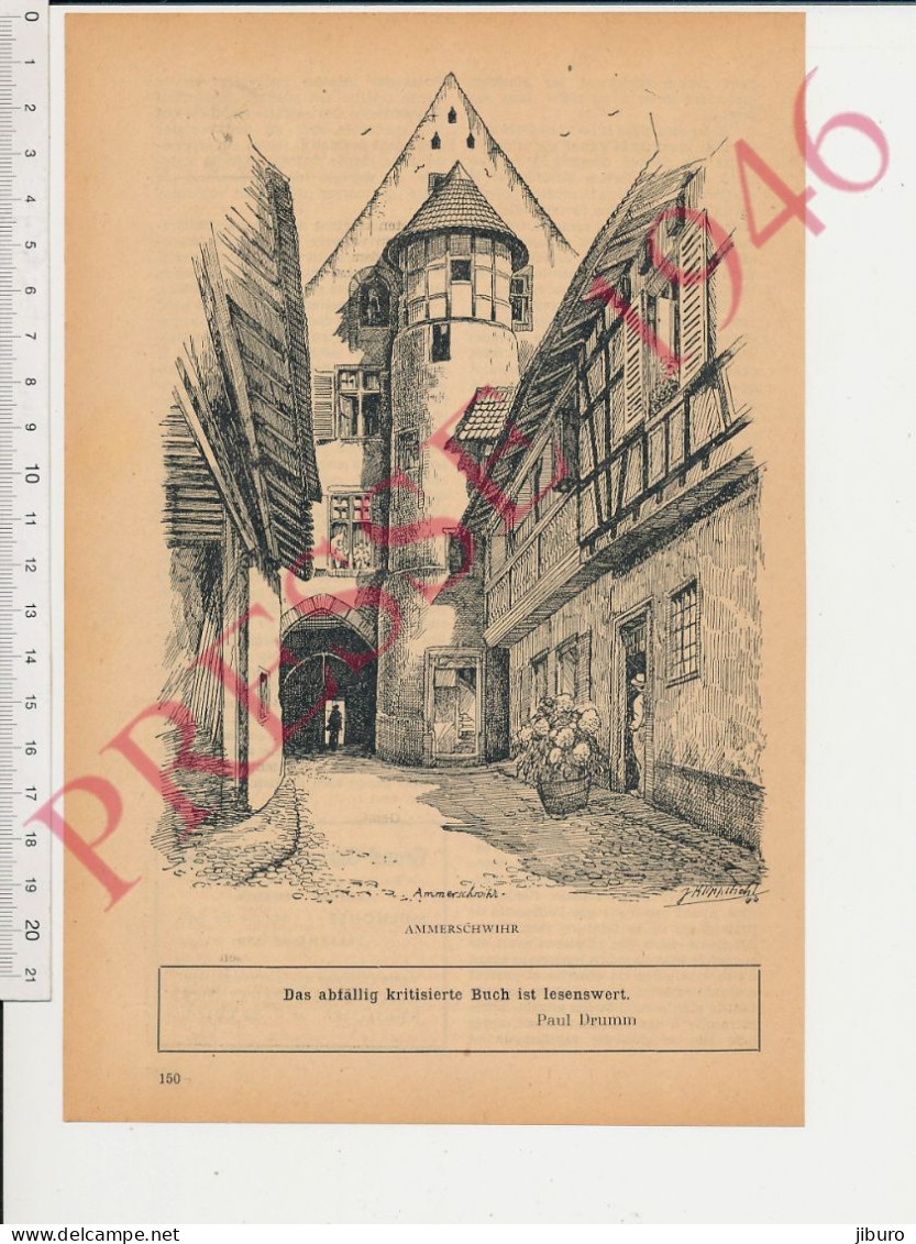 Gravure Presse 1946 Ammerschwihr Alsace Format 24 X 16 Cm Dessin De Klippstiehl - Unclassified