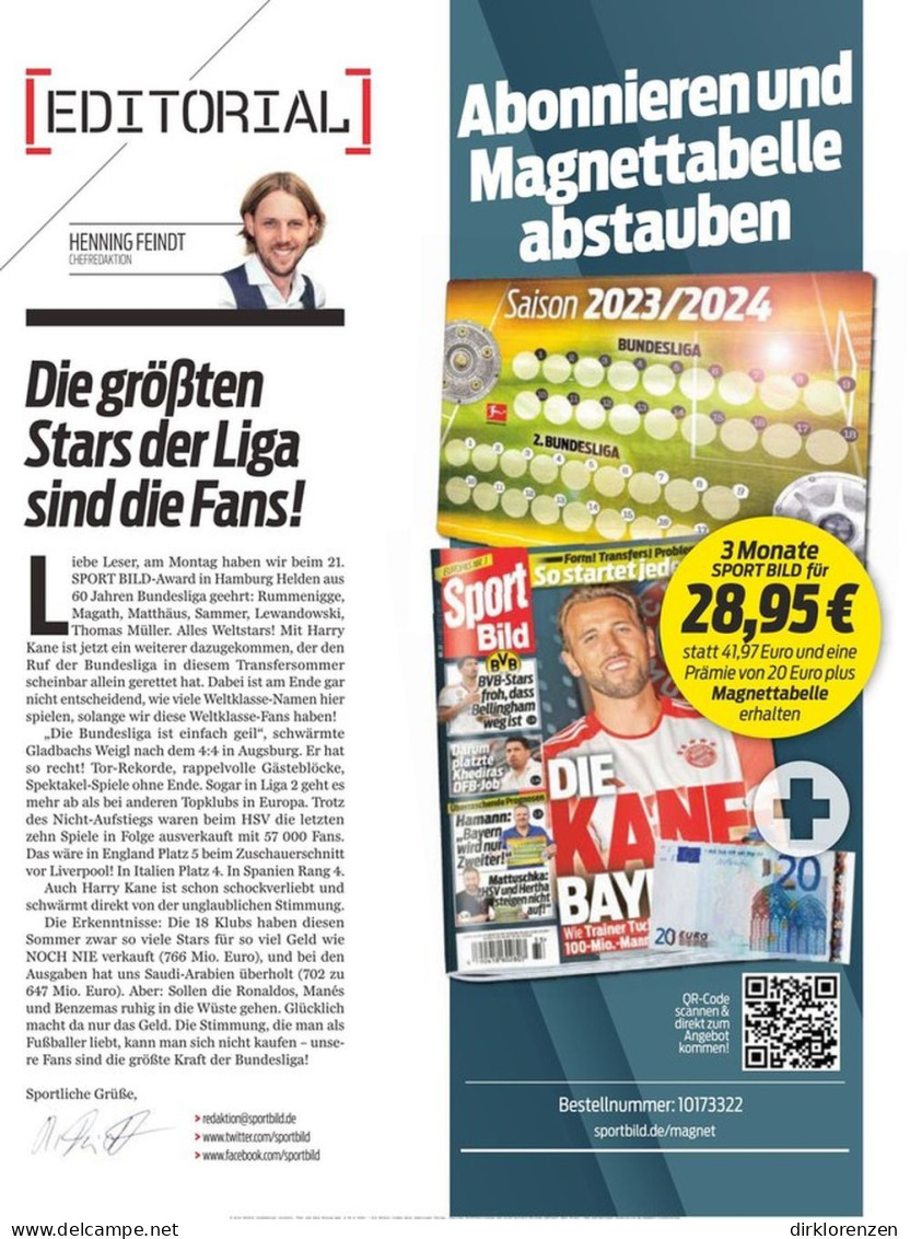 Sport Bild Magazine Germany 2023-34 Harry Kane Gündogan Tuchel Neymar - Unclassified