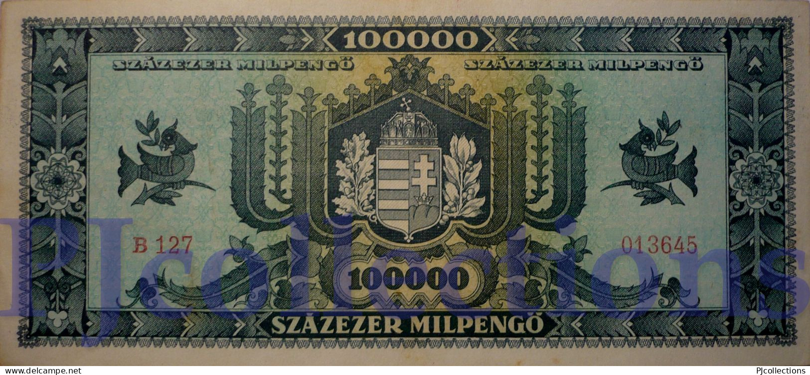 HUNGARY 100000 MILPENGO 1946 PICK 127 AU+ - Hungary