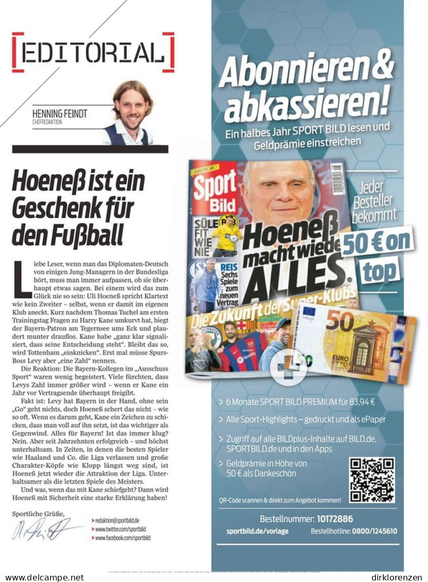Sport Bild Magazine Germany 2023-29 Harry Kane Levy Tuchel Reus Maradonna Alcaraz - Ohne Zuordnung