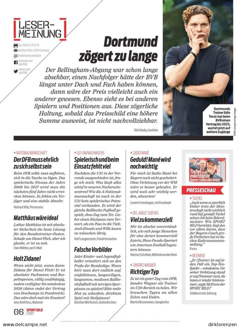 Sport Bild Magazine Germany 2023-29 Harry Kane Boris Becker Ronaldo Benzema
