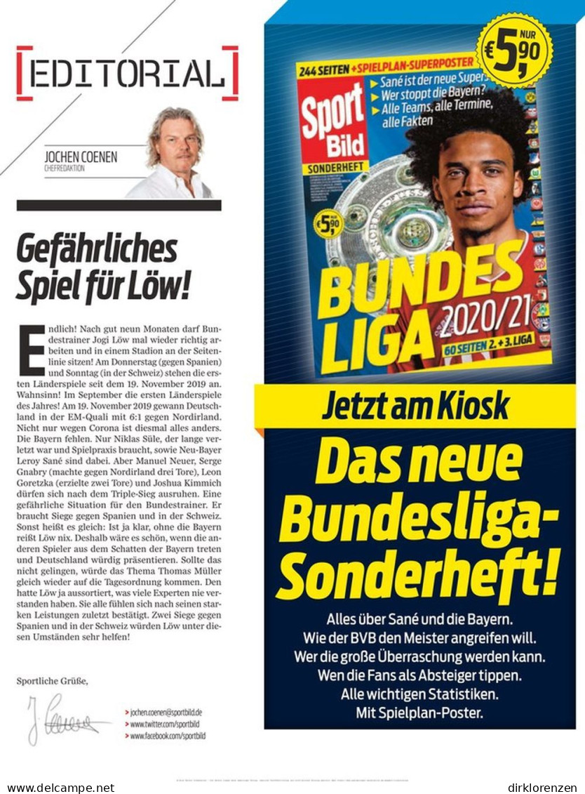 Sport Bild Magazine Germany 2020-36 Lionel Messi Bellingham Flick - Ohne Zuordnung