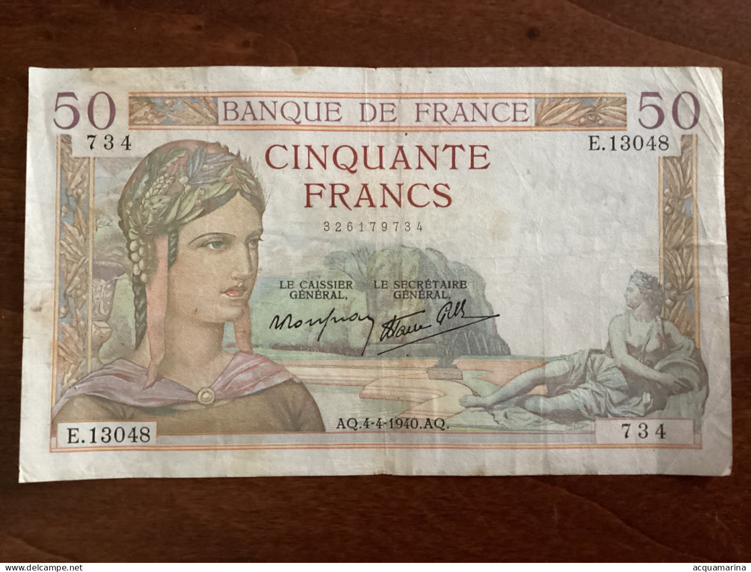 FRANCE 50 FRANCS 04.04.1940 - 50 F 1934-1940 ''Cérès''