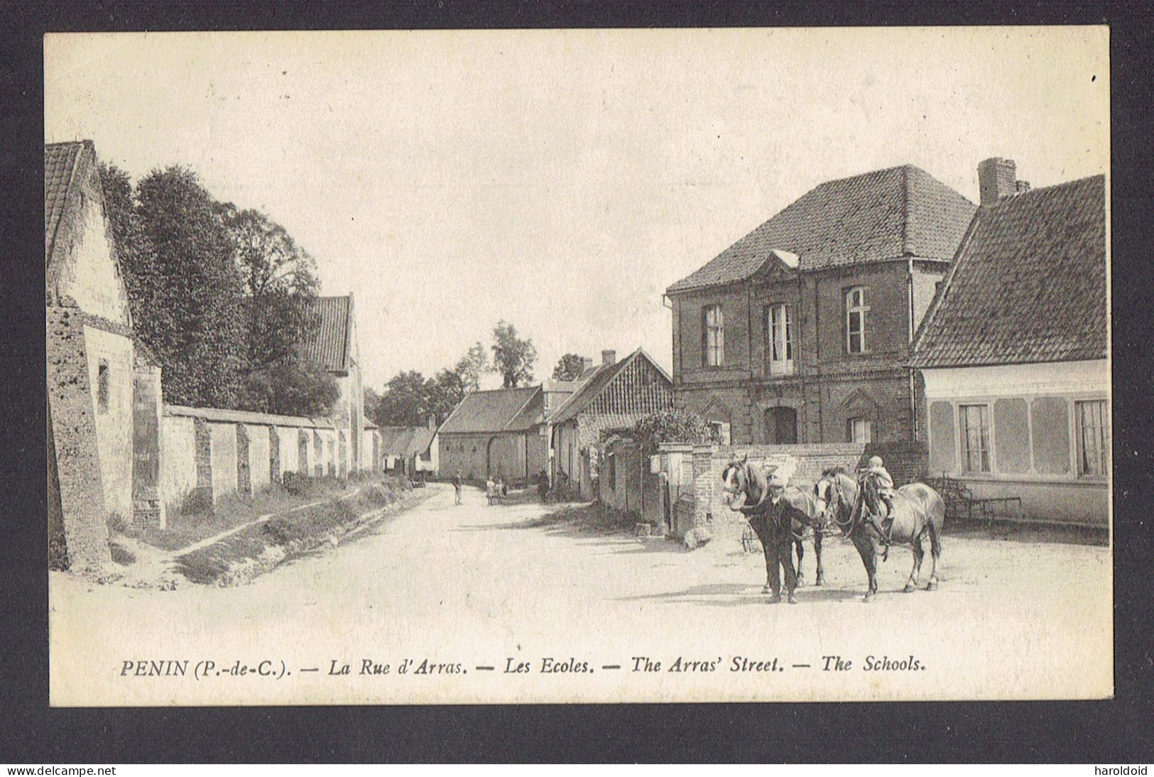 CP DPT 62 - PENIN - LA RUE D'ARRAS - LES ECOLES - Other & Unclassified