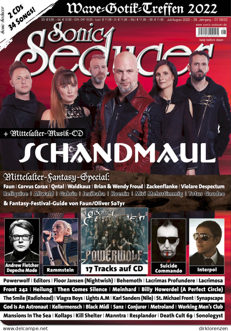 Sonic Seducer Magazine Germany 2022-07+08 Schandmaul Depeche Mode Suicide Commando Front 242 - Zonder Classificatie