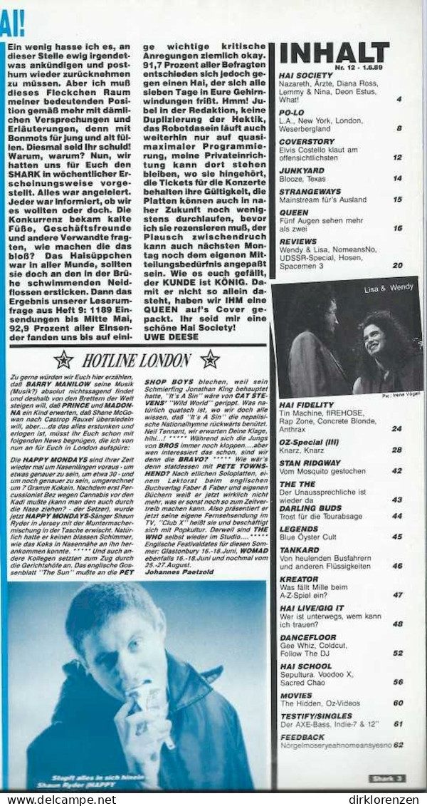 Shark Magazine Germany 1989 #12 Queen Mad Romeo Texas Nazareth Elvis Costello - Ohne Zuordnung