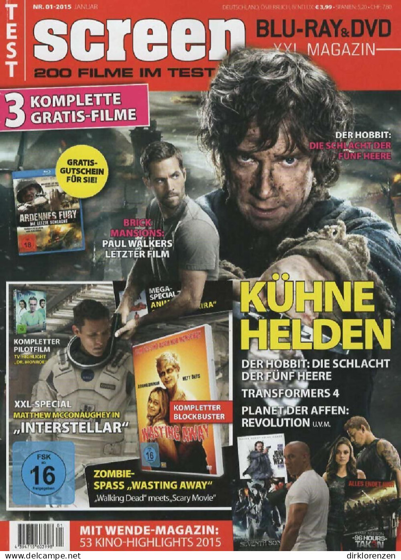 Screen Magazine Germany 2015-01 Paul Walker Martin Freeman - Non Classés