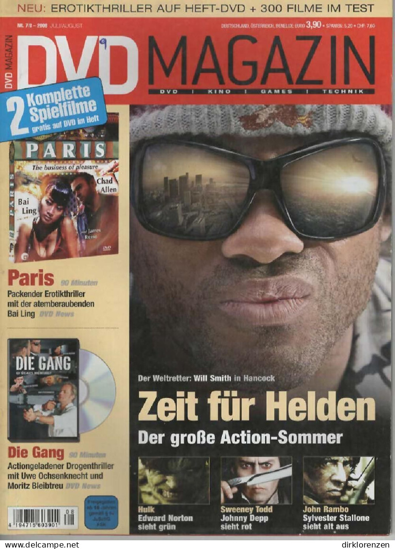 Screen Magazine Germany 2008-07+08 Will Smith ACCEPTABLE - Sin Clasificación