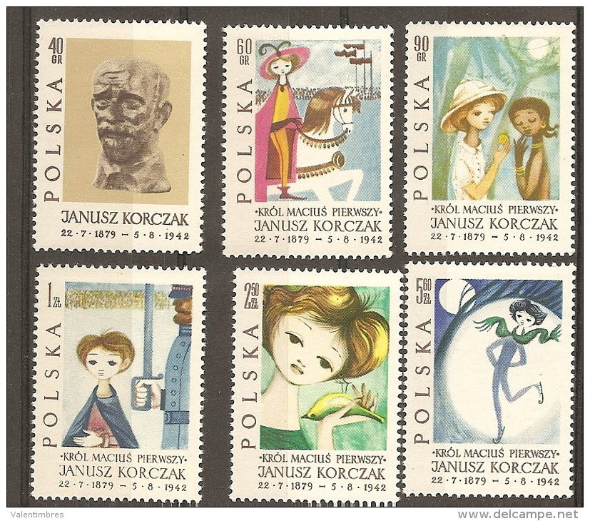 Pologne  Poland Polen Polska  ** MNH   N° YT 1215/20 Pédagogue Korczak Fables Contes - Unused Stamps