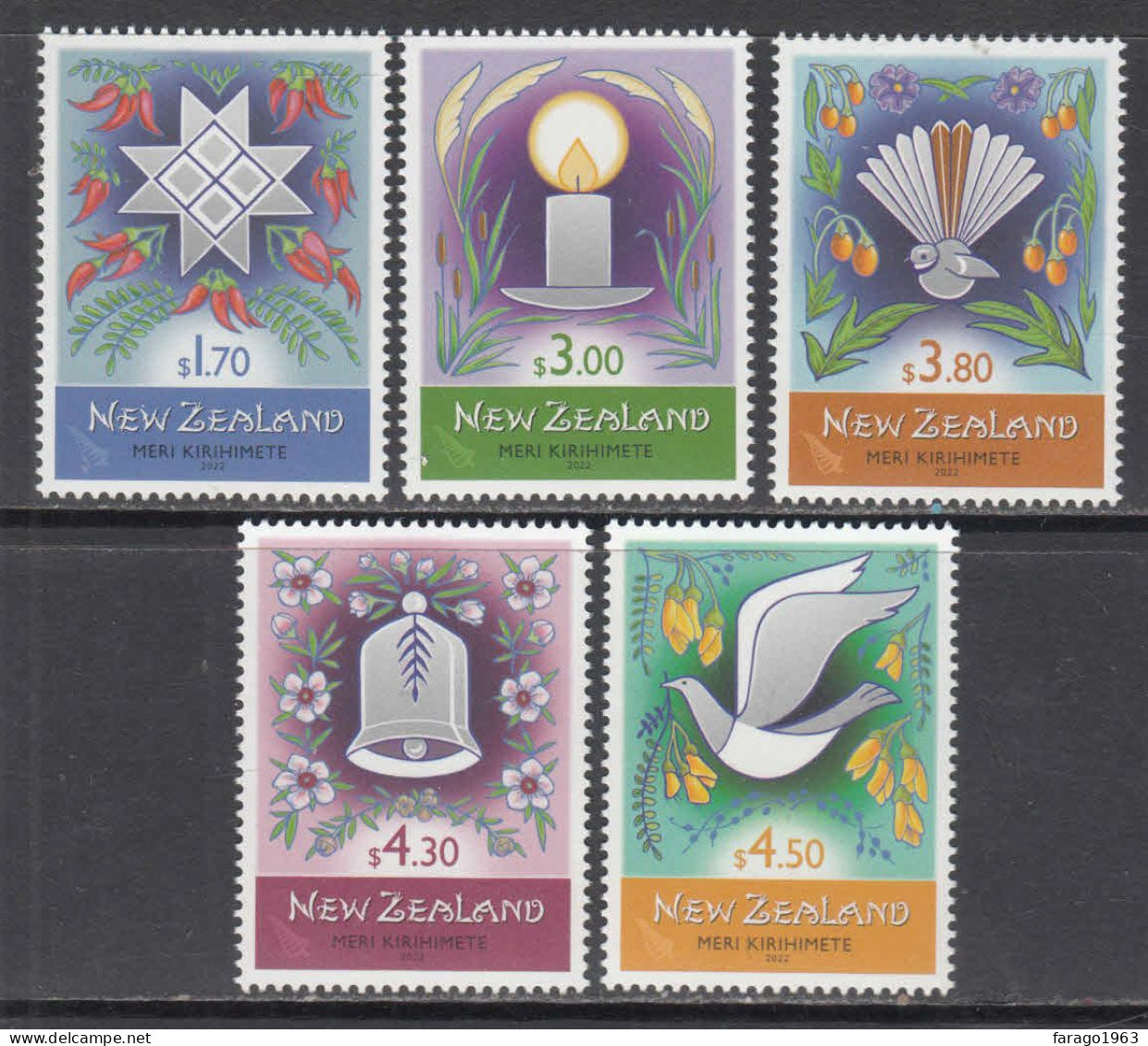 2022 New Zealand Christmas Noel Navidad Complete Set Of 5 MNH @ BELOW FACE VALUE - Nuevos