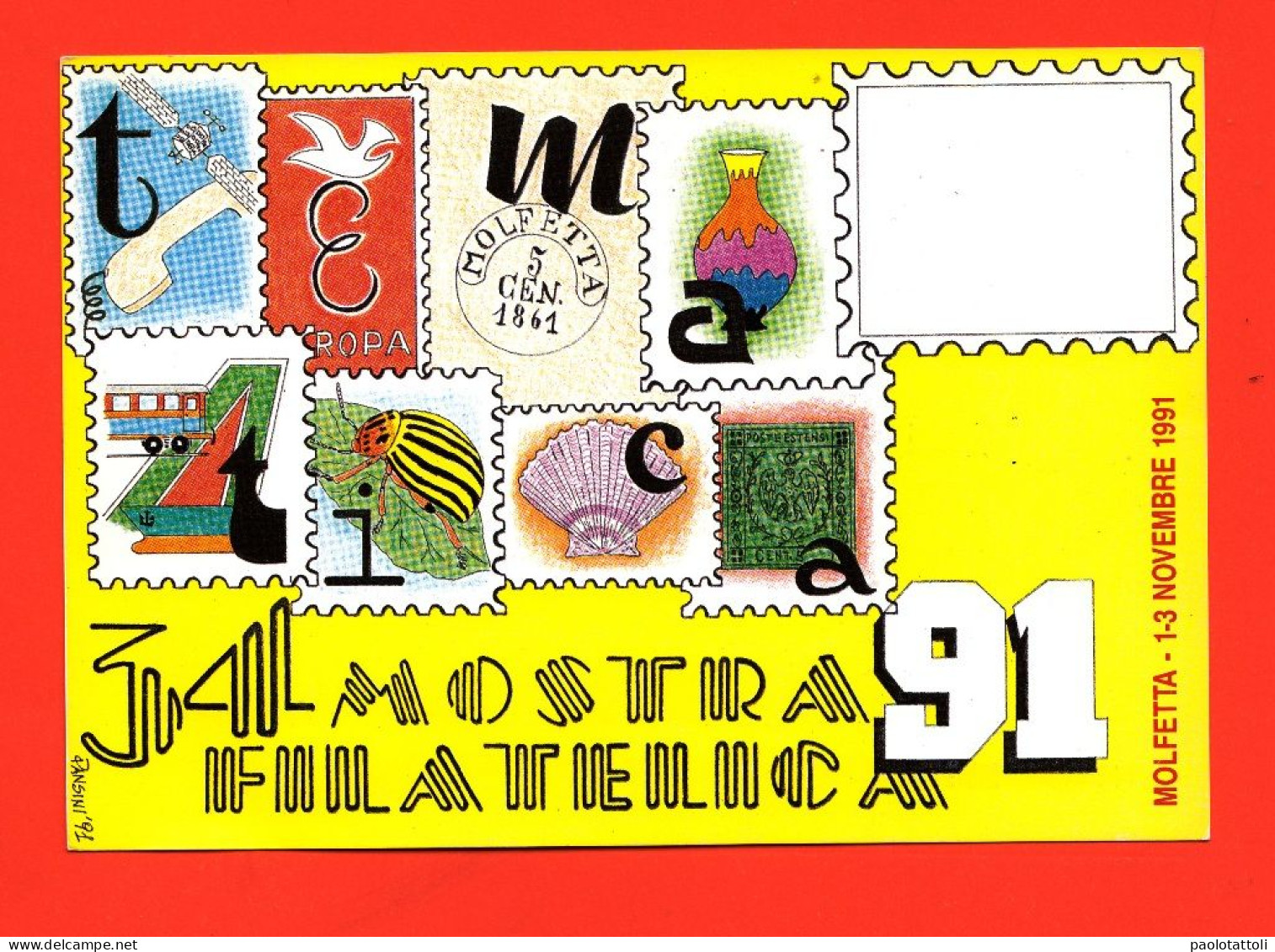 Molfetta, 1991- 34a Mostra Filatelica. Nuova. Standard,ed. Mezzina. Verso Diviso, Numerata 231 - Collector Fairs & Bourses