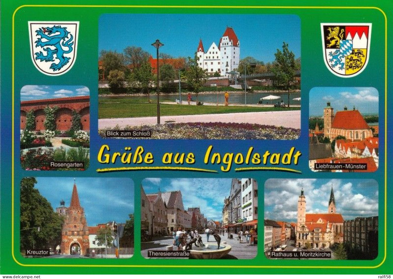 1 AK Germany / Bayern * Ingolstadt Mit Dem Schloß, Liebfrauen-Münster, Rosengarten, Kreuztor, Theresienstraße, Rathaus * - Ingolstadt