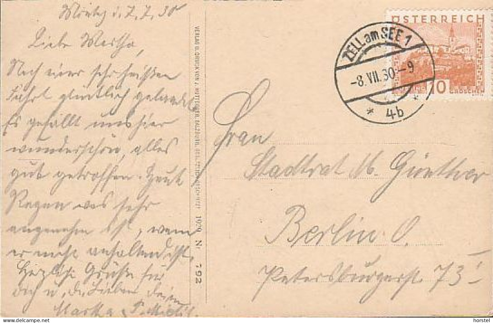 Austria - 5700 Zell Am See - Alte Ortsansicht - Hotel Schweitzerhof - Eisenbahnlinie - Nice Stamp 1930 - Zell Am See