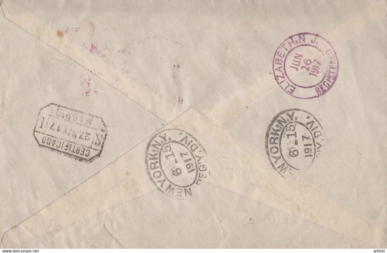 SEVILLA A USA CERTIFICADA 1917 ALFONSO XIII MEDALLON - Lettres & Documents