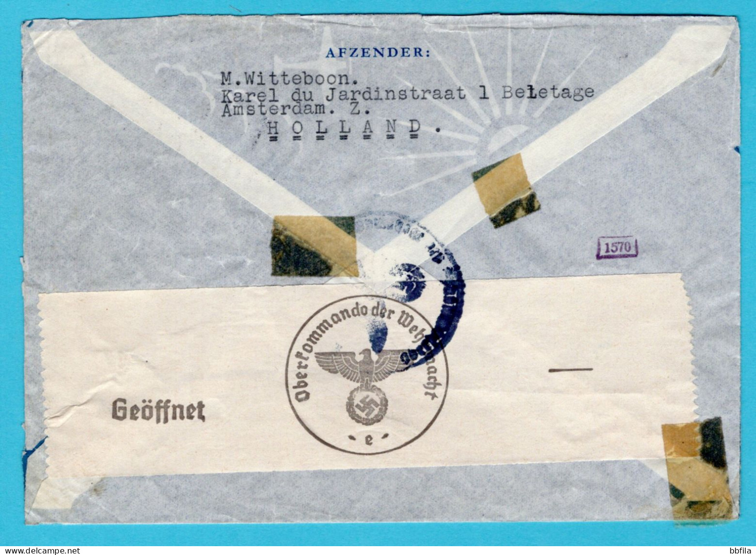 NEDERLAND Luchtpost Censuur Brief 1940 Amsterdam Naar Hollywood, USA - Storia Postale