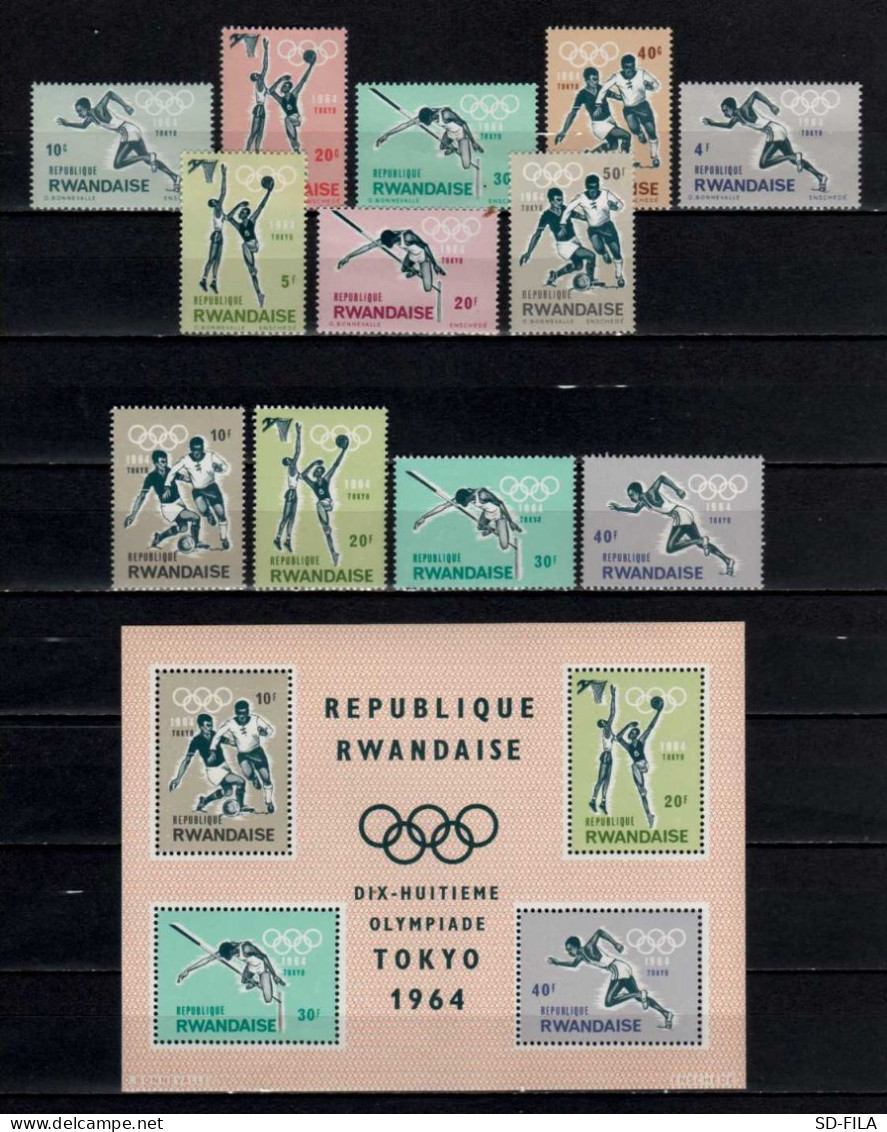 Belgian Congo - Rwanda 1964 N° 76/83 + 81A/82C + BL2 MNH Olympic Games - Jeux Olympique Tokio - Japan C18.75Eu. - Nuovi