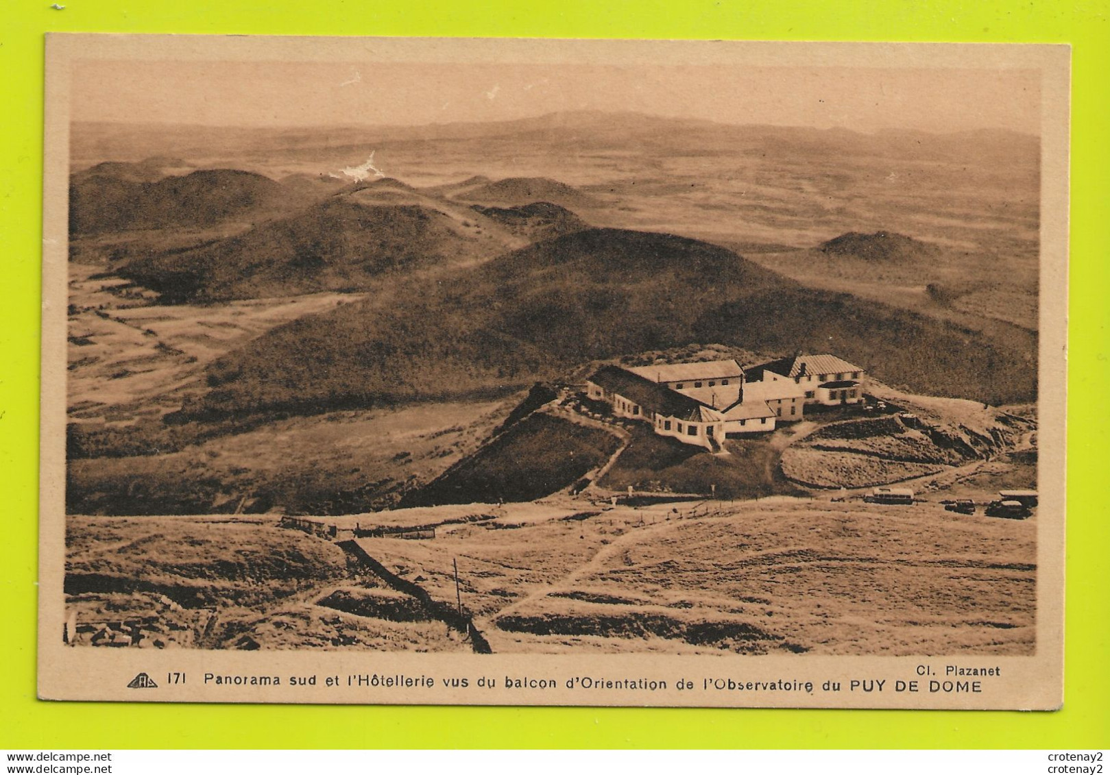 63 Observatoire Du Puy De Dôme Vers Royat L'HÔTELLERIE Vue Du Balcon D'Orientation N°171 VOIR DOS En 1947 - Royat