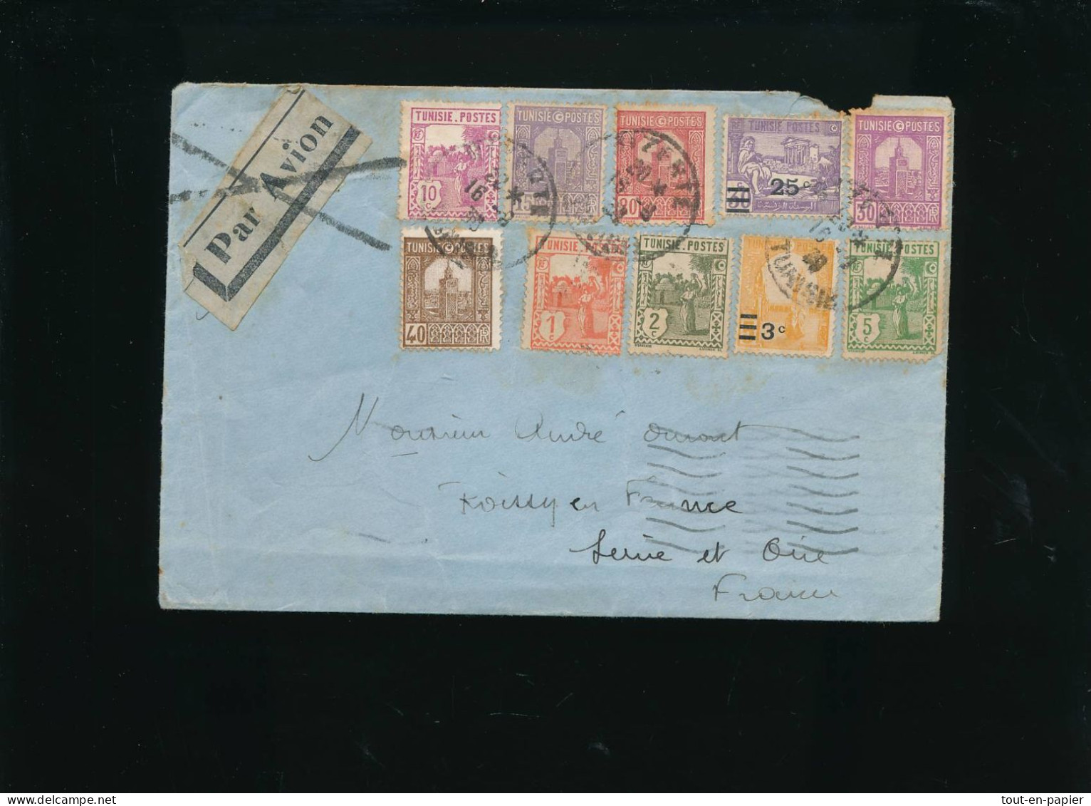 Timbres Sur Enveloppe Tunisie 1930 - Used Stamps