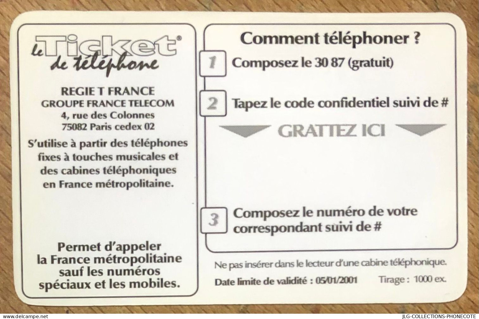 TICKET TÉLÉPHONE TOULOUSE SPÉCIMEN PREPAID PREPAYÉE CALLING CARD NO TELECARTE PHONECOTE SCHEDA PHONE CARD - Biglietti FT