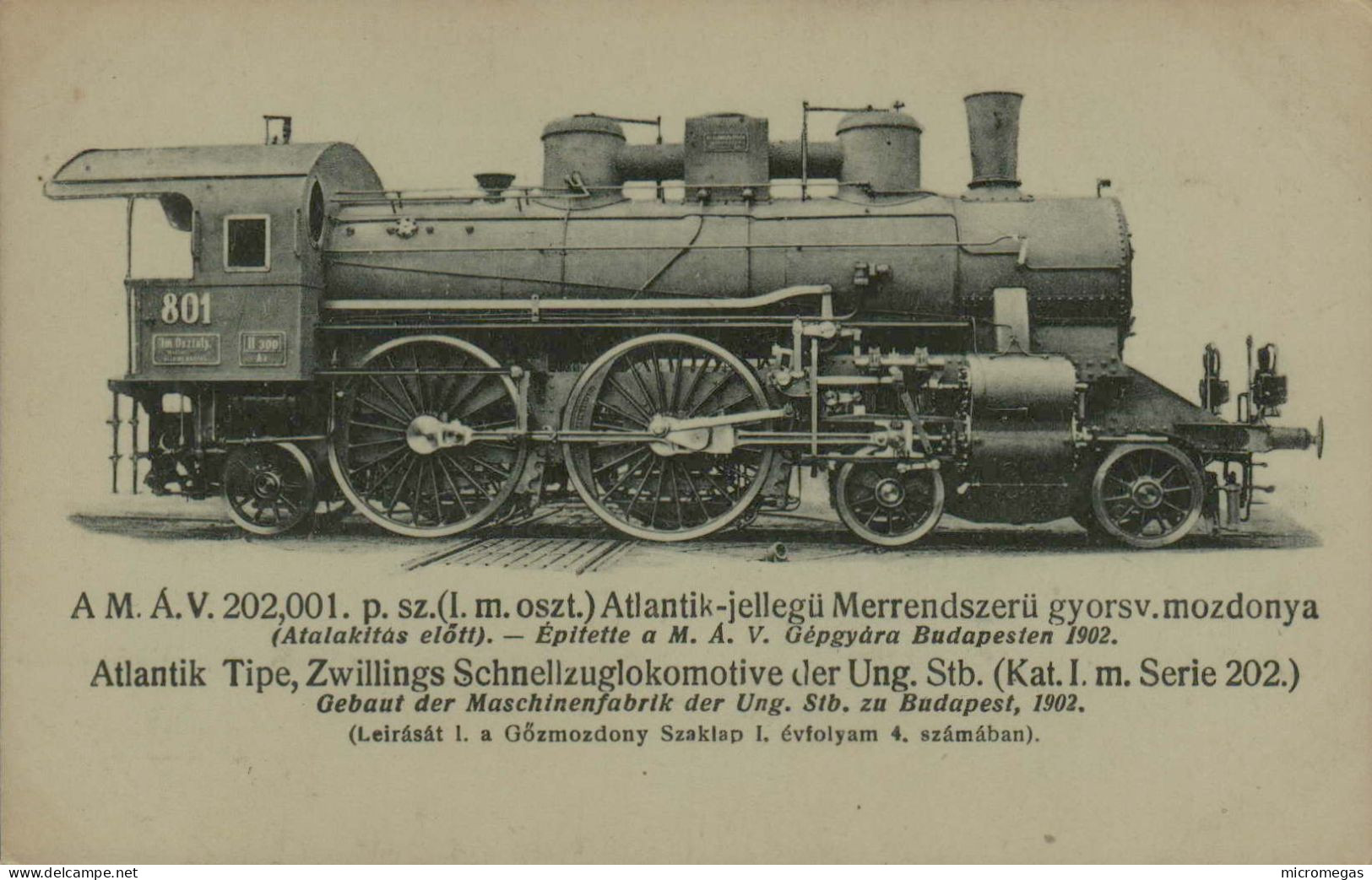 Ungarischen Staatsbahn Lokomotive, Type Atlantic, Serie 202 - Budapest, 1902 - Eisenbahnen