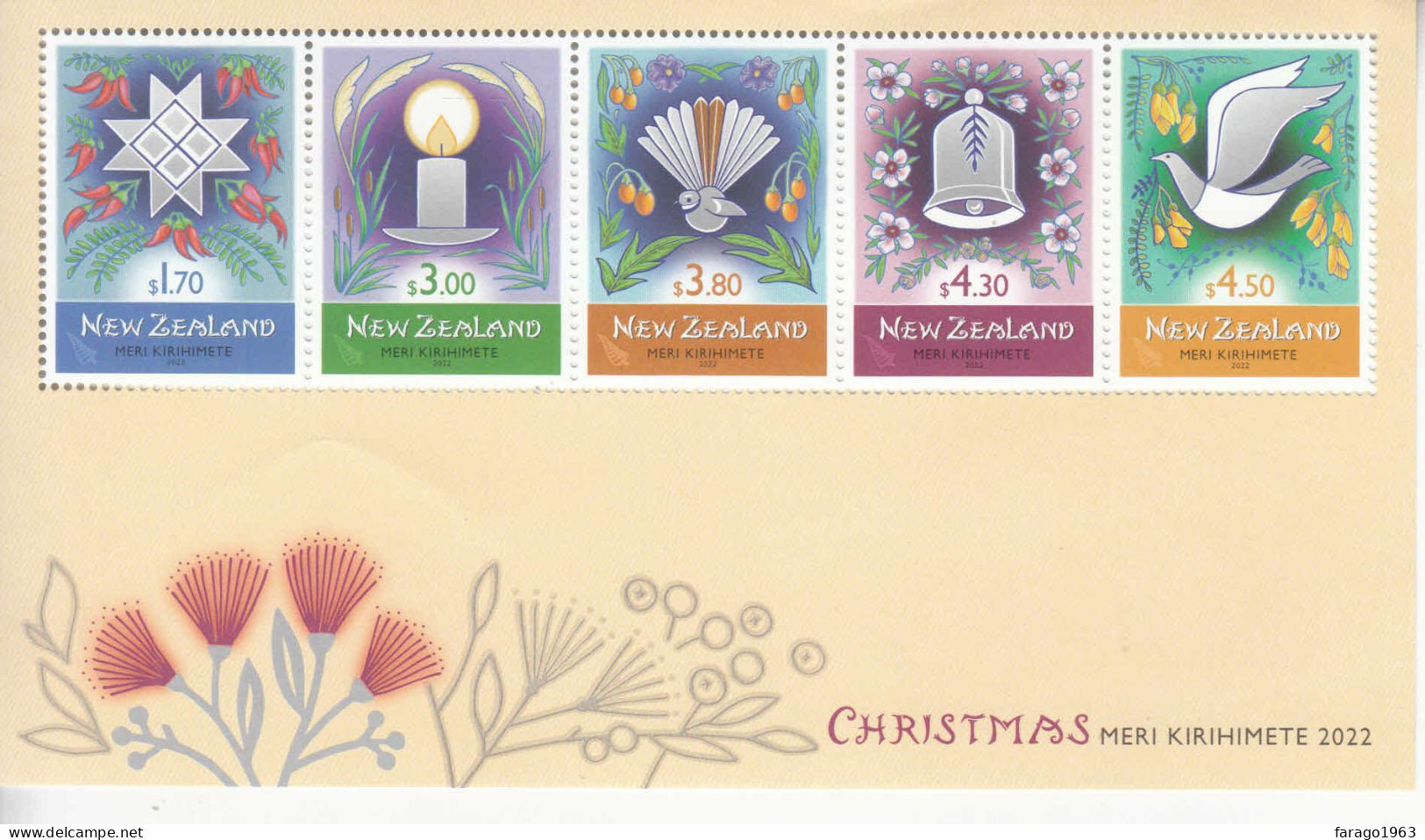 2022 New Zealand Christmas Noel Navidad Souvenir Sheet MNH @ BELOW FACE VALUE - Unused Stamps