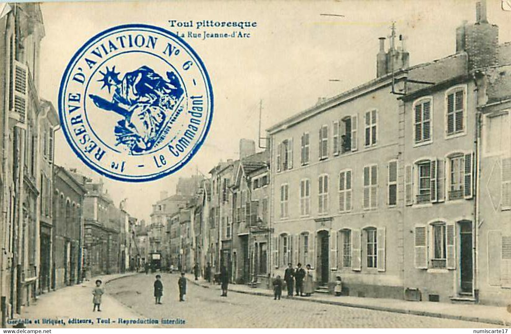 Cachet 1re Réserve D' Aviation N° 6 Sur Cpa Toul La Rue Jeanne D' Arc 1915 - WW I