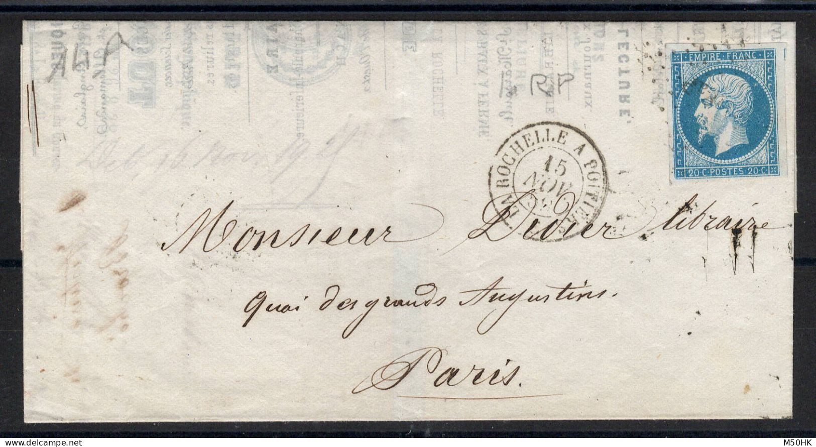 YV 14 (luxe) Losange LaRaP (ambulant La Rochelle à Poitiers) Sur Lettre + Cachet La Rochelle à Poitiers, 1859 - 1849-1876: Periodo Classico