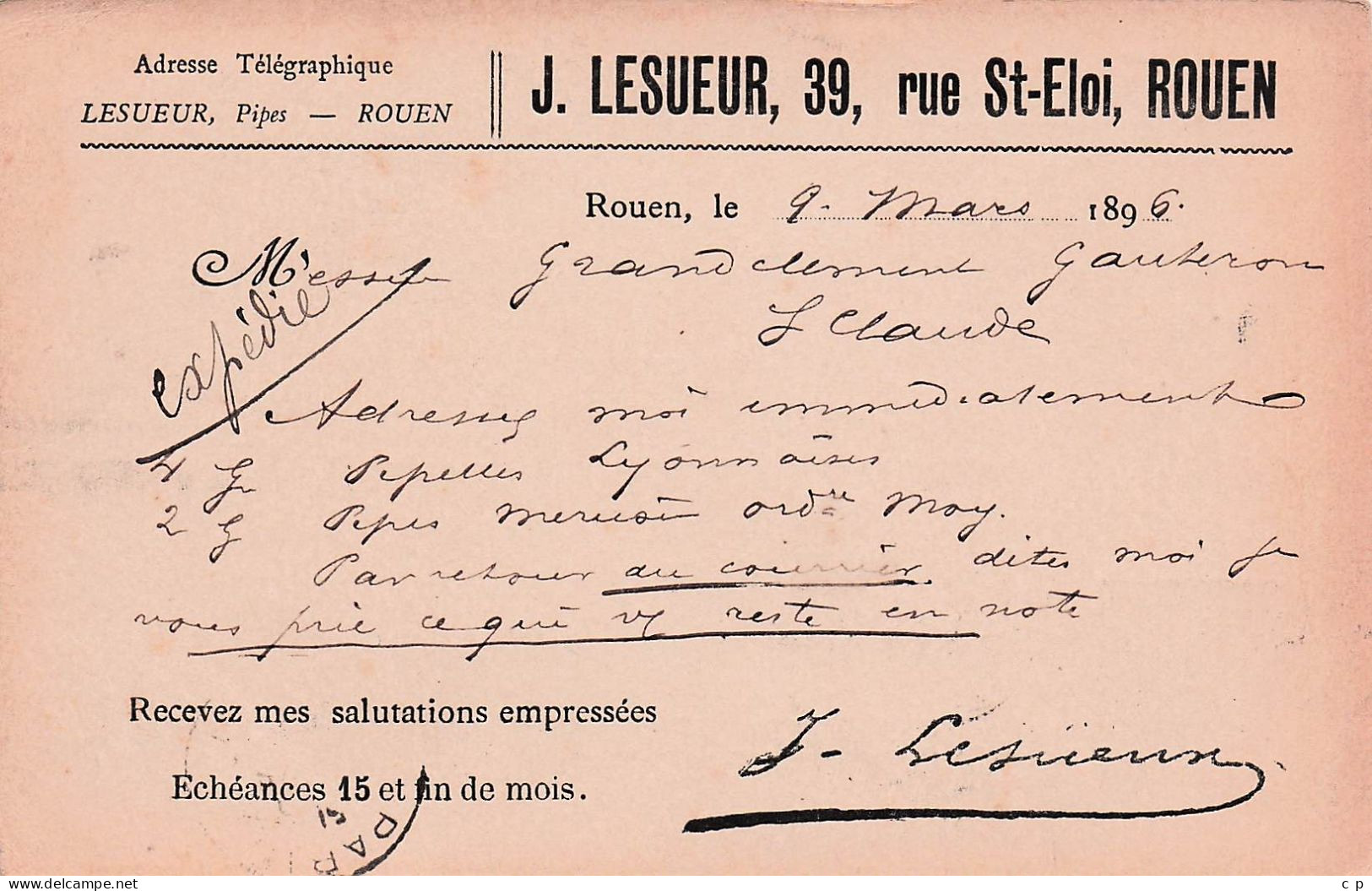 Rouen -  Lesueur - 39 Rue St Eloi  -  Rouen Bard Gauchois - Cachet - CPA °J - Rouen