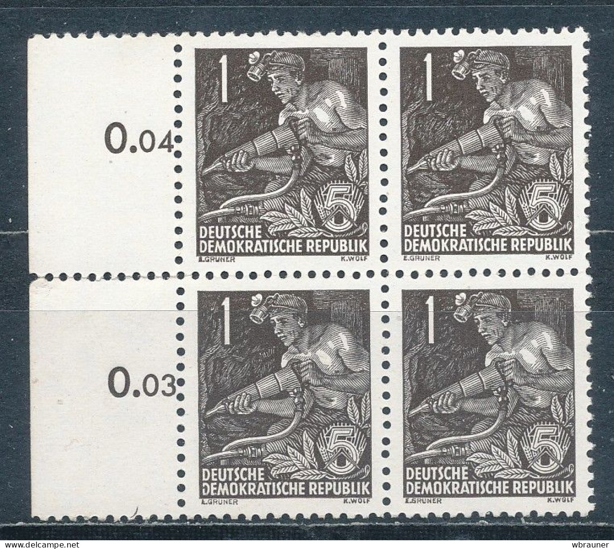 DDR 405 YI Viererblock ** Geprüft Schönherr Mi. 10,- + - Unused Stamps