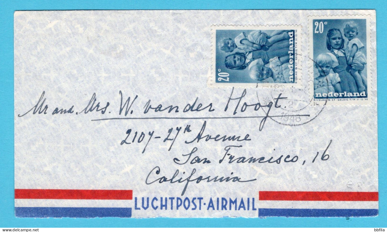 NEDERLAND Luchtpost Brief 1948 Wageningen Naar San Francisco, USA - Lettres & Documents