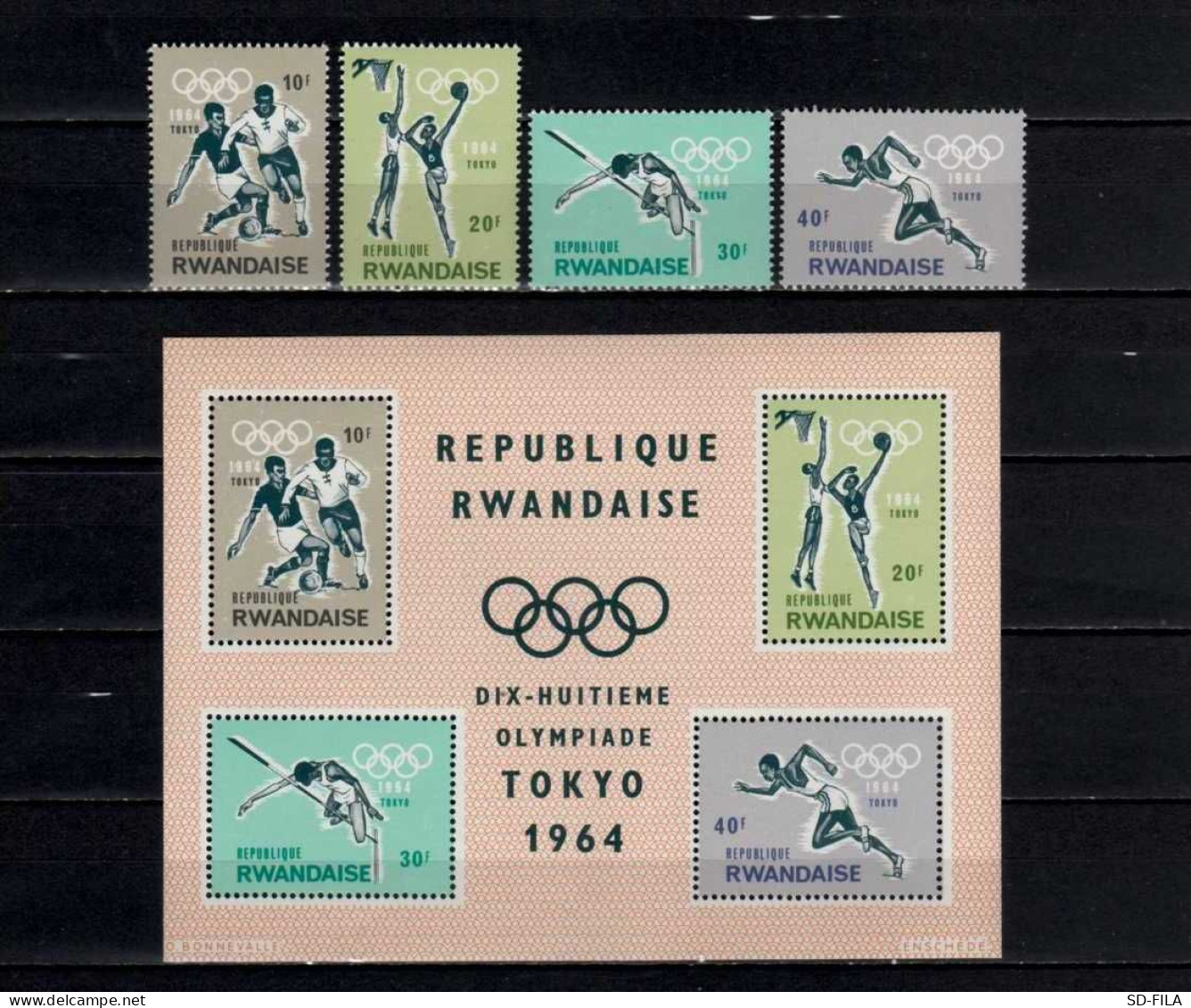Belgian Congo - Rwanda 1964 N° 81A/82C + BL2 MNH Olympic Games - Jeux Olympique Tokio - Japan C15.00Eu. - Neufs