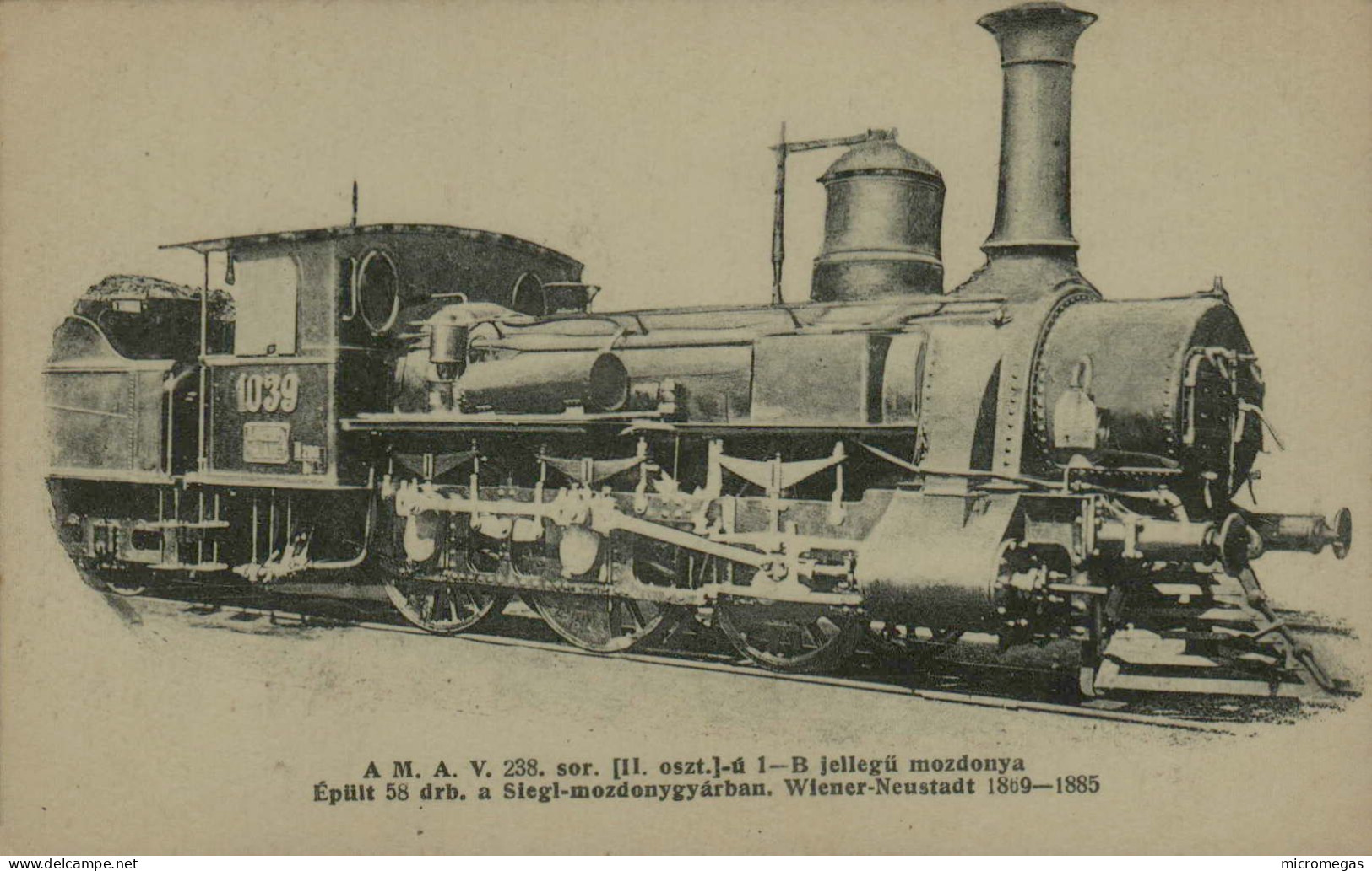 Hongrie - Locomotive 1039 - Siegl, Wiener-Neustadt 1869-1885 - Trenes