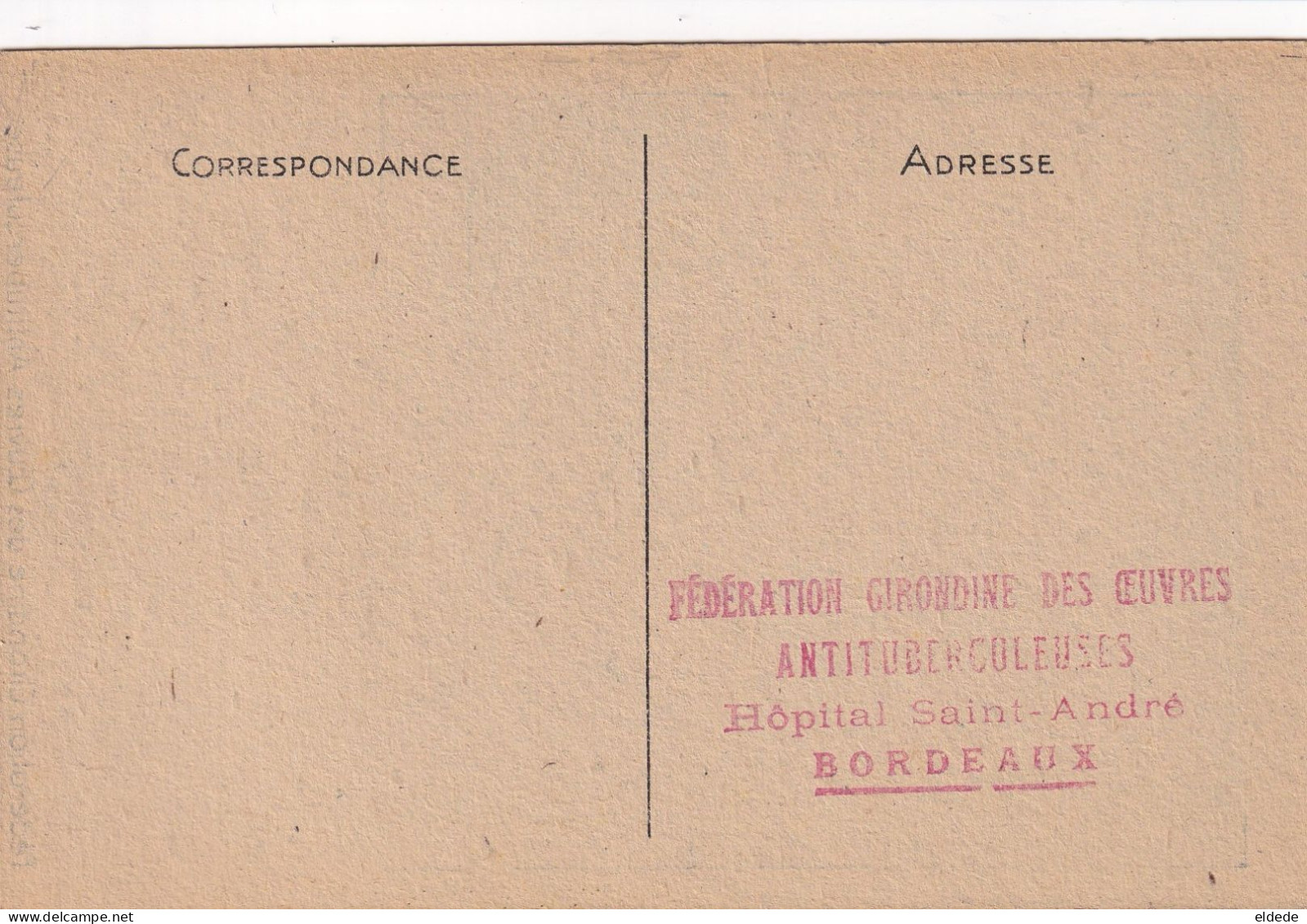 Carte Maximum Tuberculose  1945  Bordeaux  Hopital St André Gironde Tuberculosis - Other & Unclassified