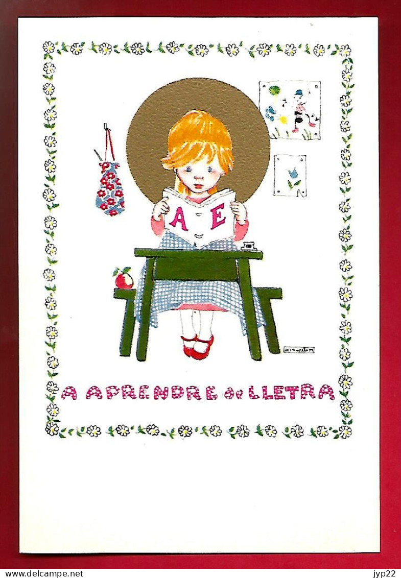 Image Pieuse Ed ? - Illustrateur Arromile ?? M ?? A Aprendre De Lletra - Enfant Fillette école Lecture - Dos Vierge - Imágenes Religiosas